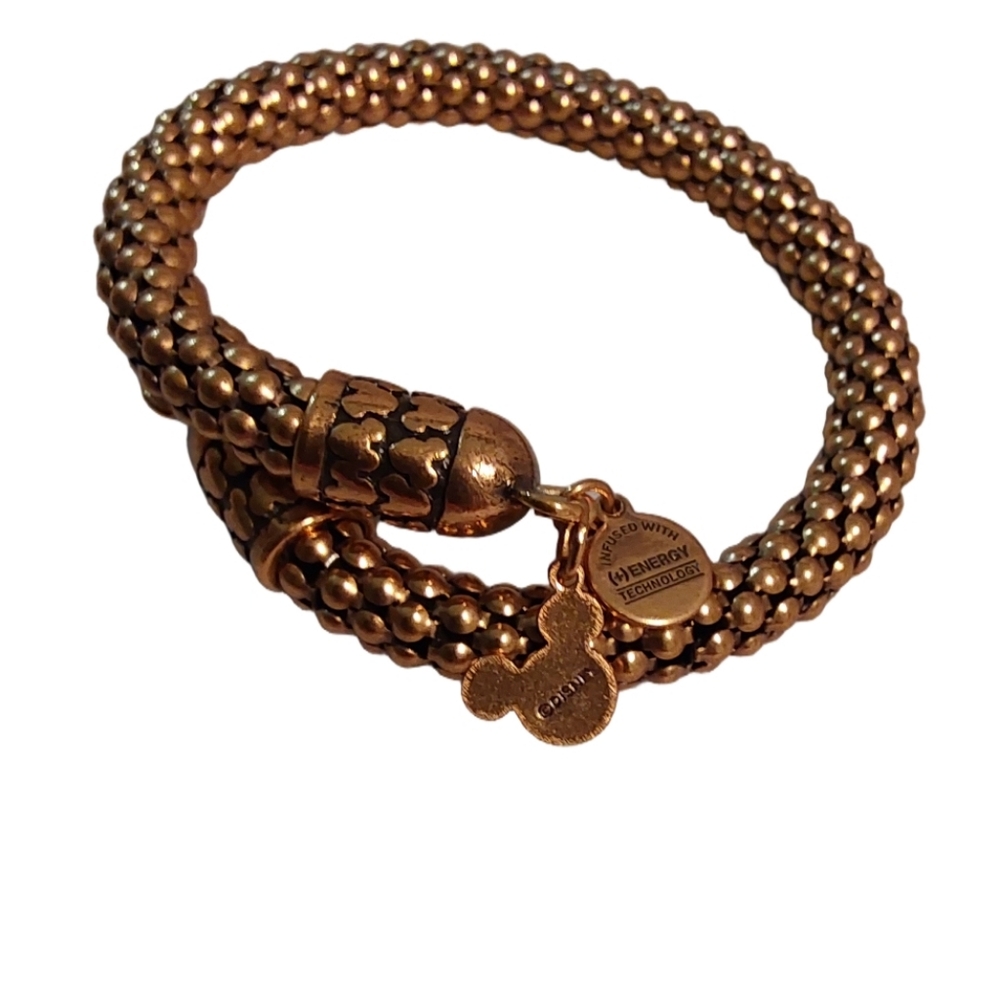 Alex and Ani Wrap Disney Gold Toned Mickey Vintage Sixty Six Bracelet.